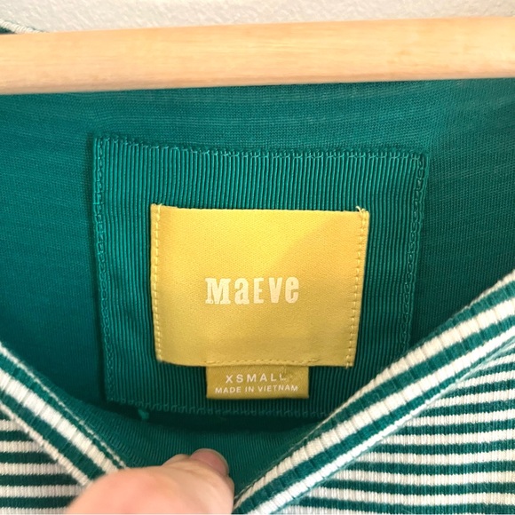 Anthropologie Maeve kelly green and white asymmetrical dress - Picture 6 of 10